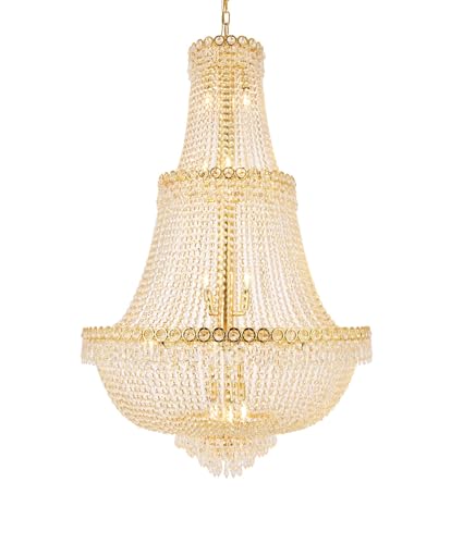 Pemberly Row Contemporary 30" Royal Crystal Chandelier, 17-Light Cascading Crystal