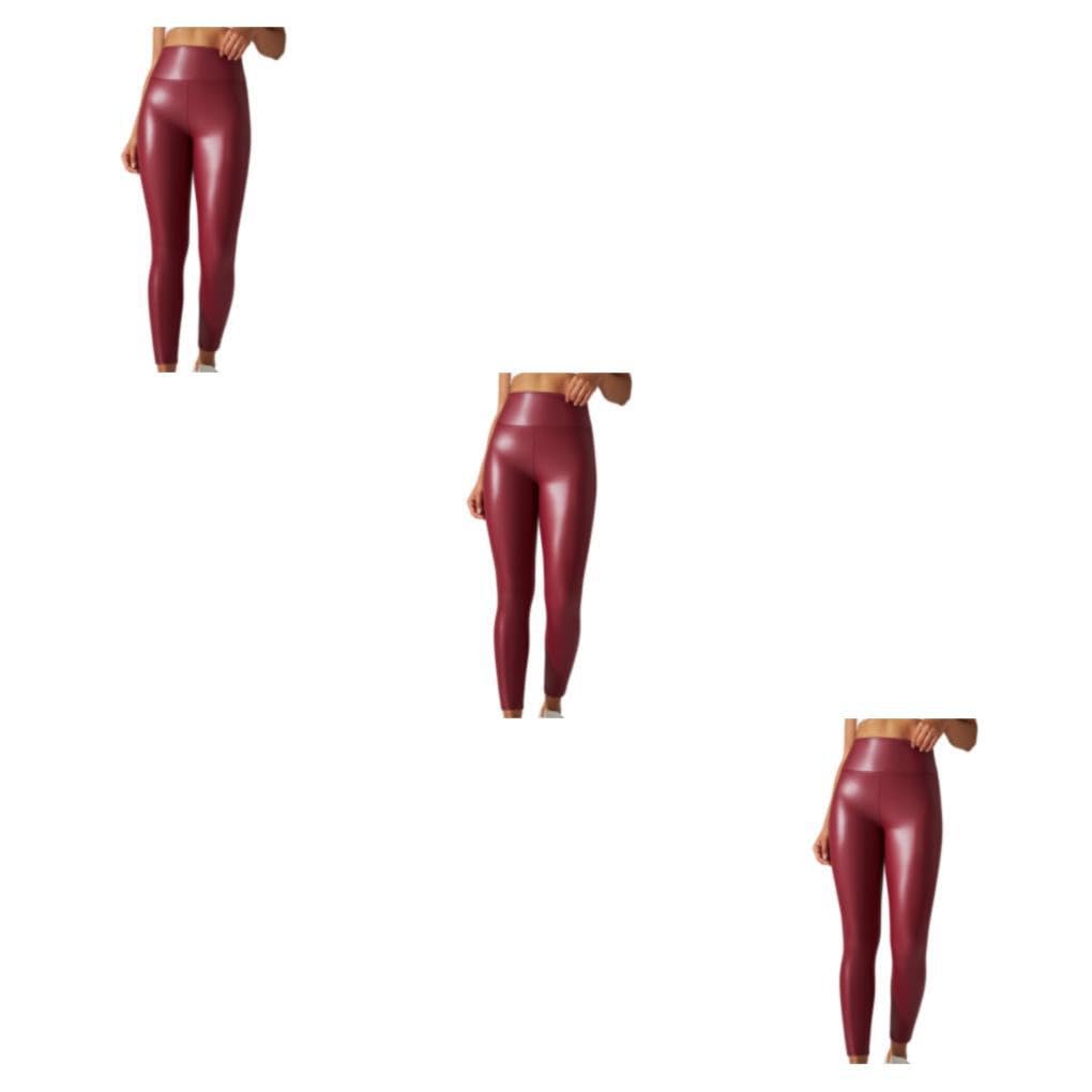Damen Leder Leggings Yoga Bleistift Hose Skinny Push Up Hose einfarbig Freizeit Mode Strumpfhose große Größe