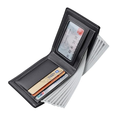 Image of Slim Wallet for Men with Coin Purse, Minimalist Wallet with Zipper, Bifold Mens Wallets with Credit Card Holder, PU Leather Men's Wallet with Money Clip, Carteras Para Hombres (BLACK D1)