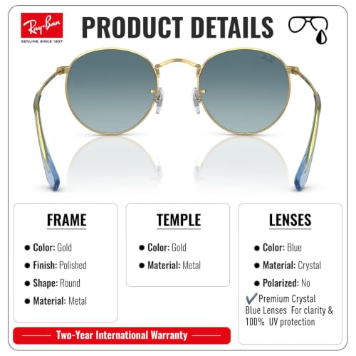 Image of Ray-Ban RB3447 ROUND METAL Round Shaped Sunglasses for Men with Official RAYBAN Eyewear Kit