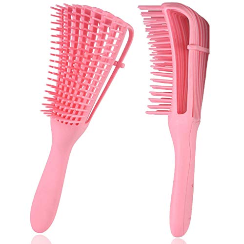 SYBF Detangling Brush for Curly Hair,Hair-Detangler for Afro Textured 3a to 4c Kinky Wavy for Wet/Dry/Long Thick Curly Hair,Improve Hair Texture-Easy Clean - (Pink)