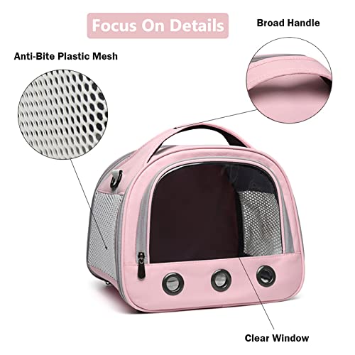 Guinea Pig Carrier With Shoulder Strap, Qozabualy Portable Small Pet Bird Hamster Squirrel Carrier, Guinea Pig Hideout Travel Cage Outdoor Handbag Parrot Rabbit Hedgehog Kitten Puppy Carrier(Pink) #TOP2