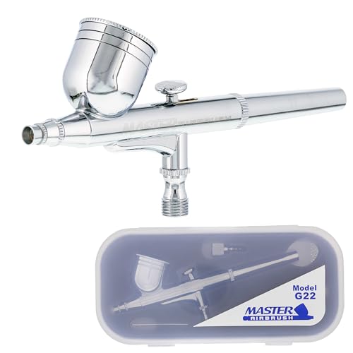 Master Airbrush G22 Multi-Purpose Dual-Action Gravity Feed Airbrush Gun Set for Model Painting, Graphics, Cake & Fine Art - Air Brush Gun Kit with a 0.3mm Tip and 1/3 oz. Fluid Cup, Art Hobby Crafts