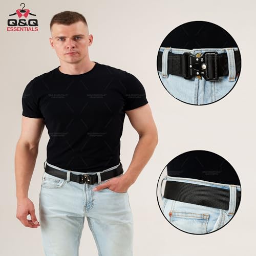 Q&Q ESSENTIALS Men's Tactical Belt, 1.5 Inch Black Nylon, Quick Release, Perfect for Hiking, Airsoft, Duty Belt, Hunting2
