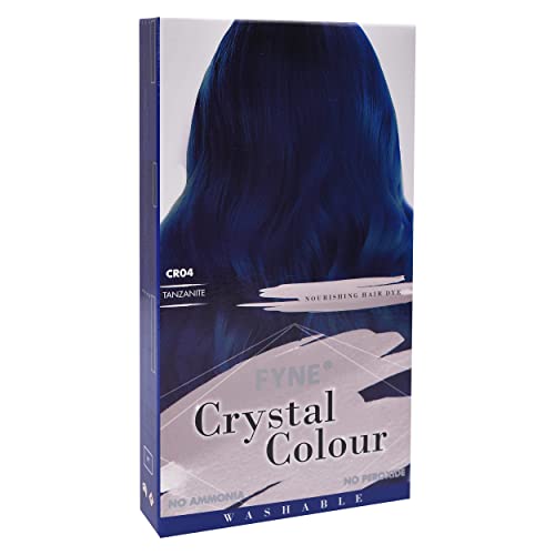 FYNE Crystal Colour - Semi Permanent Hair Colour (Blue (Dark) - Tanzanite) | Semi Permanent hair dye | Nice and Easy hair dye for Women | Built-in conditioner formula, healthier shiny hair