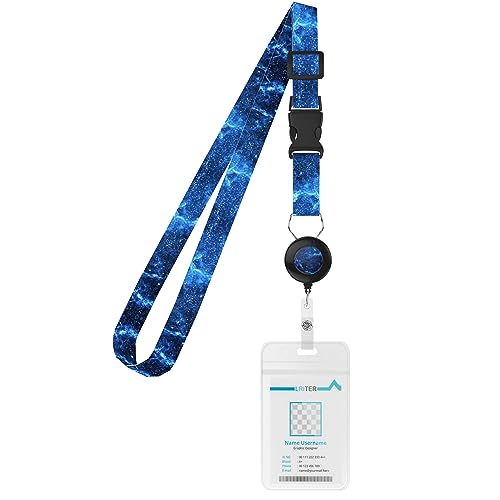 Weaninyiu Cruise Ship Lanyard,with Adjustable Badge Lanyard with Detachable Clasp, Waterproof ID Badge Holder for All Cruise Ships and Vessels Key Cards (Blue Starry Sky)