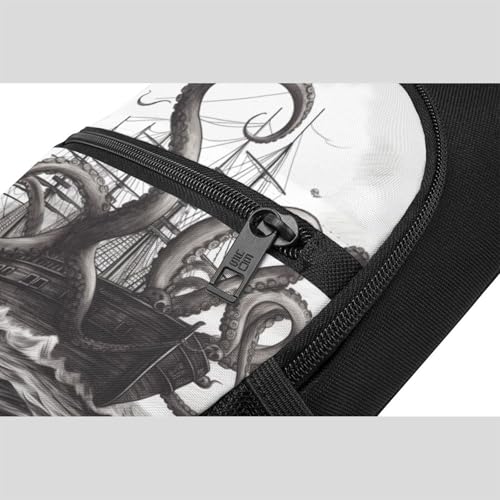 Sling Backpack Crossbody Sling Bag Negro Blanco Pulpo y Barco miniatura 4