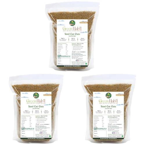 Image of GreenHabit Healthy & Nutritious Gluten Free Steel-Cut Oats (1 Kg pack) (Pack of 3)