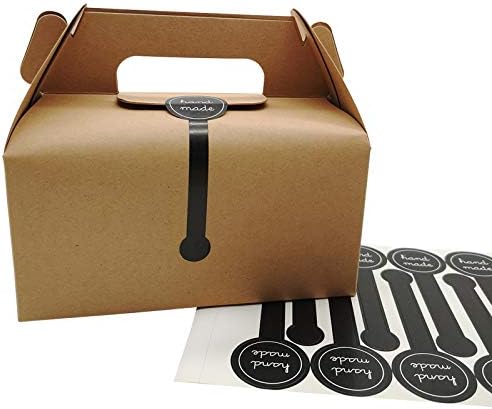 Treat Gift Boxes 20 Pcs - Party Treat Boxes Rustic Brown Kraft Paper Food Loot - DIY Gift Presentation Box, Party Box for Cupcakes, Chocolates, Birthday, Wedding, Party Favours with 20 Stickers