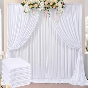 20ft x 10ft Wrinkle Free White Backdrop Curtains for Parties, Polyester Photo Backdrop Drapes 4 Panels 5x10ft for Wedding Graduation Birthday Party Photography Background