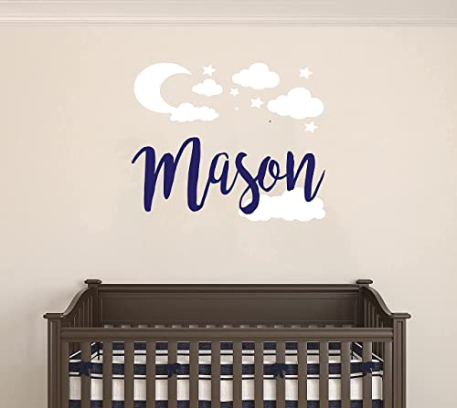 Vinilo Decorativo Personalizado con Nubes, Luna y Estrellas 30x30 in miniatura 7