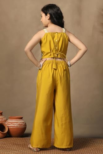 Image of Fashion Dream Girls Chanderi Ethnic Top & Palazzo Set|Indo Western Set|Salwar Suit