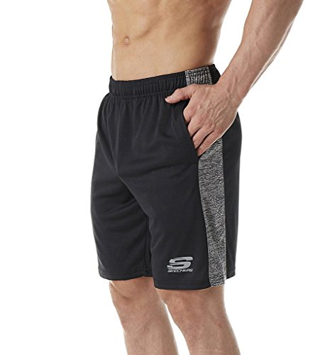 Skechers Men's Short, Black/Grey Space Dye, Large
