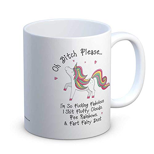 Doodleman Oh Bitch Please I'm So Fabulous - Taza de cerámica con diseño de unicornio