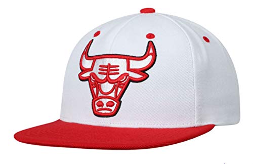 Mitchell & Ness Chicago Bulls Oversized Pop Logo Snapback Adjustable One Size 2-Tone Hat Cap - Red & White