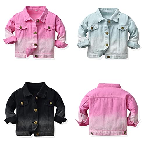 Toddler Baby Jean Jackets Boys Girls Kids Denim Jacket Coats Outerwear Clothes Button Down Blouse (Black, 3-4 Years)2