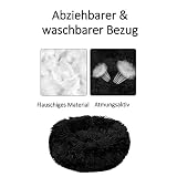 wuuhoo® Hundebett Fluffy 70cm Donut für mittelgroße Hunde - weiches Haustierbett, waschbares Hundekörbchen für Hund oder Katze, Flauschiger Hundekorb schwarz