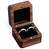 CLISPEED Caja Pequeña para Anillos de Madera Marrón, Joyero Seguro y Fácil de Usar para Propuestas de Boda y Almacenamiento Elegante de Joyas