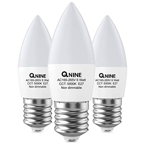 3 Bombillas LED QNINE E27 Vela, 6W, 5000K, No Regulables Cover