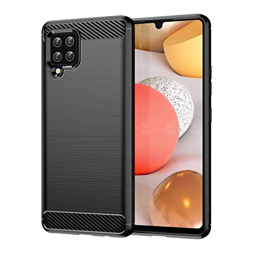 Max Power Digital Funda para móvil Samsung Galaxy A42 5G Carcasa Protectora Antigolpes Silicona Negra Diseño Fibra de Carbono Resistente Absorción de Choque [Compatible Carga Inalámbrica]