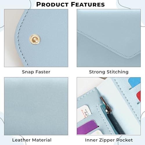 Image of Kraptick Women's Wallet -Stylish and Compact Purse Clutch Wallet, Stylish Card Coin Holder, Debit Card Holder, Money Organizer and Travel Wallet for Women with 13 Slots (Sky Blue)