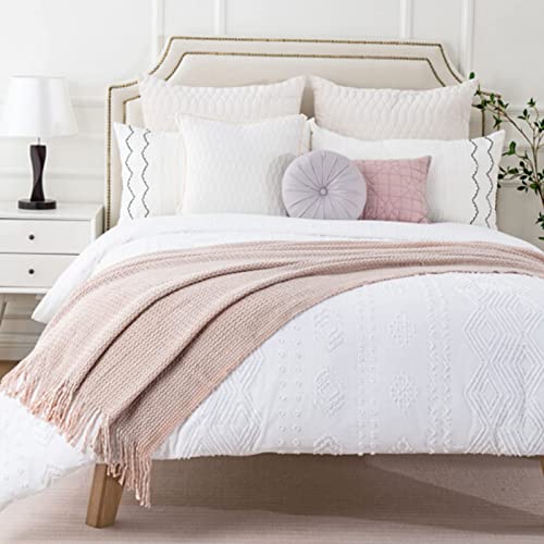 Blagic Wheat Textured Throw Blanket for Couch,Light Pink & White,50"x60" by Blagic - Used condition - Image 2