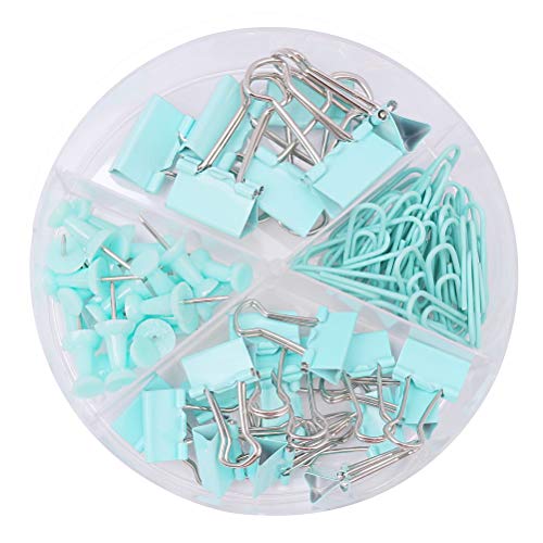 Younmi 72 Pcs Paper Clips Binder Clips Push Pins Set with Box for Office School and Home Supplies