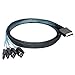 AoQhir OCuLink PCIe SAS SFF-8611 4i to 4X SATA 7P Server Cable — 12Gbps 32AWG High-Speed Internal Flat-to-Flat Connection Cable, Blue (0.5M)