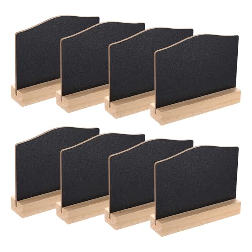 8 Pcs Mini Ardoise Effacable, Mini Ardoise de Table, Petit Tableau Noir, Mini Tableaux Noirs Support en Bois, Panneaux d'Affichage, Chevalet Etiquette Ardoises...