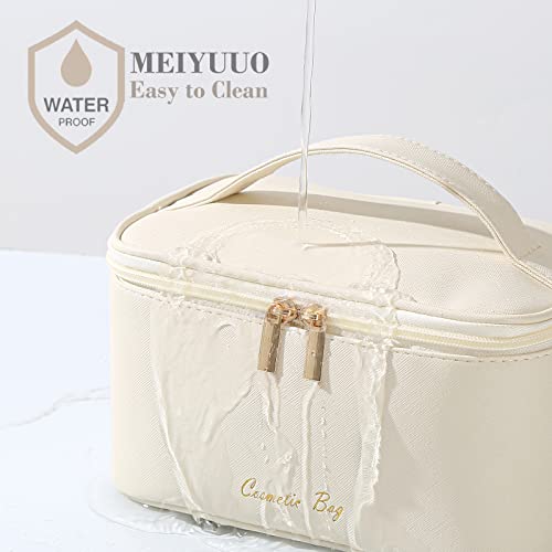 Preppy Makeup Bag Cosmetic Bags For Women Small Pouch Toiletry Bag Organizer Waterproof Cute (Beige) #TOP5