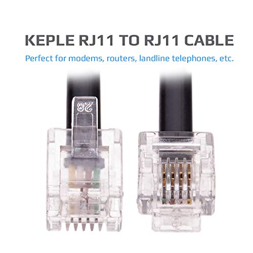 Keple 15m RJ11 Cable ADSL 50ft Extension Lead Phone Cord TelephonePlug Broadband Male to Male Router and Modem to RJ11 Phone Socket/Microfilter/Landline Wire (Black) by Keple - Used condition - Image 4