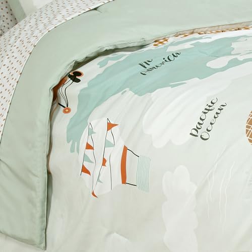 Image of Royale Linens BIAB Printed Bedding Set - 100% Microfiber Ultra-Soft 1 Comforter & 2 Standard Pillow Sham - Queen Size - Lightweight, Durable & Easy Care Bedding for All Seasons (EXPLORER Queen, Multi)
