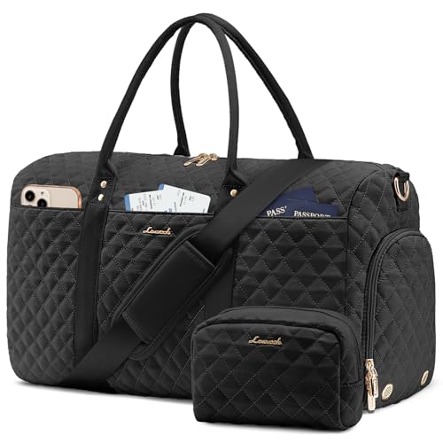 Women's Travel Duffle Bag with Shoe Compartment and Toiletry Organizer