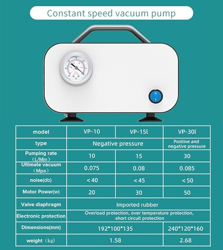 Pompe à vide à membrane sans huile 15L min avec manomètre portable - 3