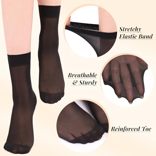 10 Pairs Ankle Socks for Women 20D Sheer Soft Tight Nylon Hosiery with Reinforced Toe3