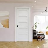 Slab Door Interior, Solid Core Pre-Built Wood Doors 30'x80', 5-Panel White Bedroom Door Shaker, Pantry, Bathroom, Laundry Swing Door w/o Frame, Pre-Finished & Paintable with CARB P2