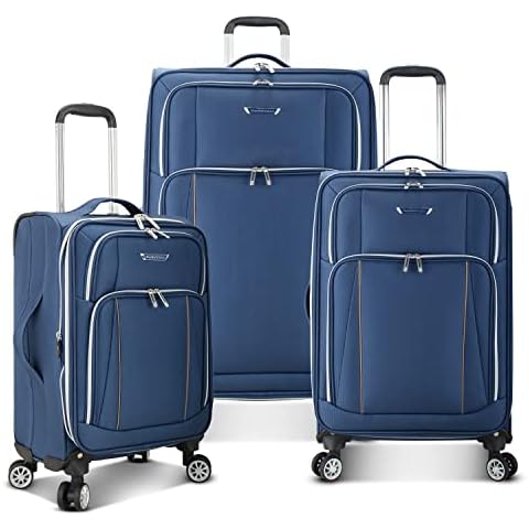 Traveler's Choice Lares Softside Expandable Luggage with Spinner Wheels, Navy, 3 Piece Luggage Set, Lares Softside Expandable Luggage with Spinner Wheels Cover