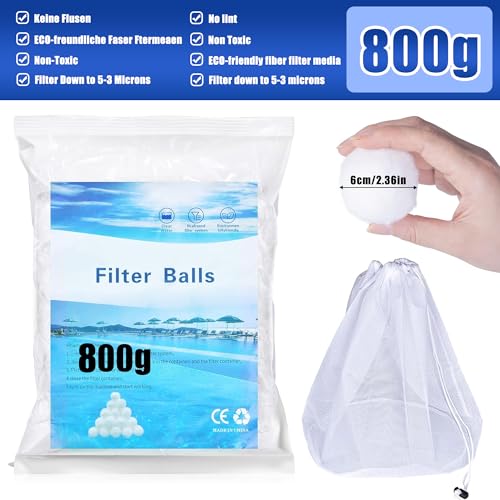 Miniatura 2 de Yoosi 800g Bolas Filtro Piscina, Bolas Depuradora Piscina, Reemplaza 28kg Arena De Filtro, Para Instalaciones De Filtro De Arena, Piscina, Acuarios