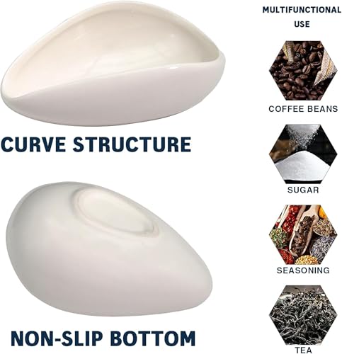 جودتول طقم اكواب قهوة من السيراميك لجرعات حبوب القهوة، اكسسوارات بار القهوة، طبق جرعات القهوة من السيراميك لقياس دقيق للاسبريسو، ابيض
