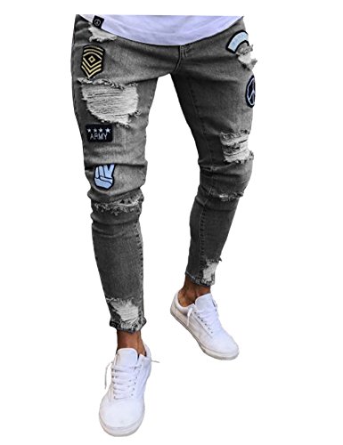 Men Jeans Ripped Slim Stretch
