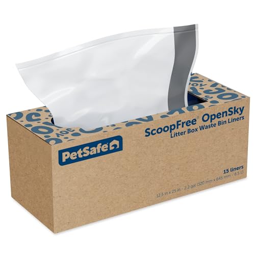 PetSafe Waste Bin Liners – Drawstring Liners for ScoopFree OpenSky Cat Litter Box – Easy Cleanup, 15 Count