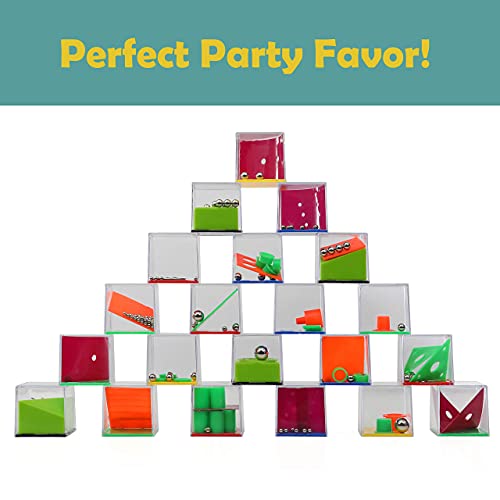 Top Right Toys Maze Squares 24 Piece Assorted 3D Brain Teaser Puzzle Cubes, Mind Games For Kids And Adults Party Favors, Stress And Anxiety Relief Toy #TOP6