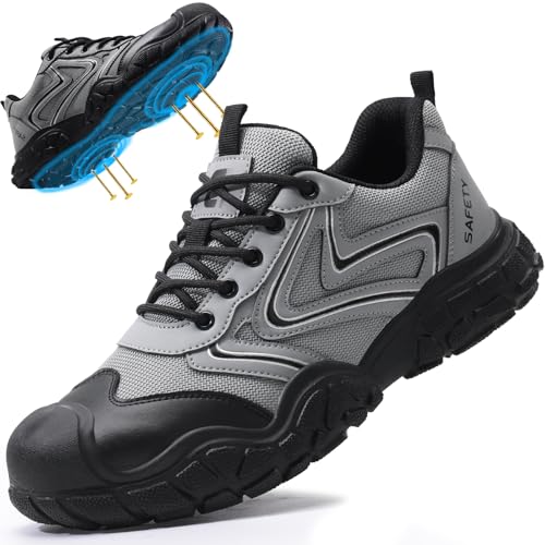 Image of Steel Toe Work Shoes for Men Lightweight Safety Shoes | Puncture Resistant, ASTM, Comfortable, Construction Industrial, Warehouse, Logistics, Factory, Workshop, Packing, Maintenance