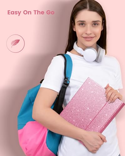 Image of typecase Folio Keyboard Case for iPad 10th Gen 10.9 inch (2022) and iPad 11th (A16, 2025), Magnetic Wireless Detachable Keyboard, 7-Color Backlight, Thin & Light, Pencil Holder - Glitter Blush