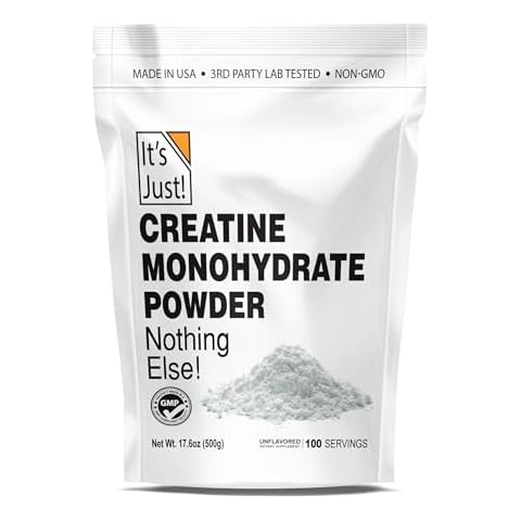 It's Just! - Creatine Monohydrate Powder, Pure Creatine Powder, Made in USA, 3rd Party Lab Tested, 5g Per Serving, Scoop Included, No Fillers, No Added Flavor (Unflavored, 500g / 100 Servings) Cover