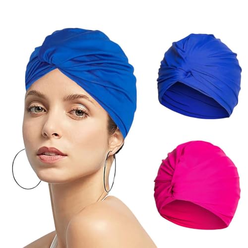 Women Pleated Swim Cap Non-Waterproof Bathing Turban Swimming Hats