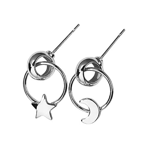 Star and Moon Silver Earrings - Mismatched Hoops Cover