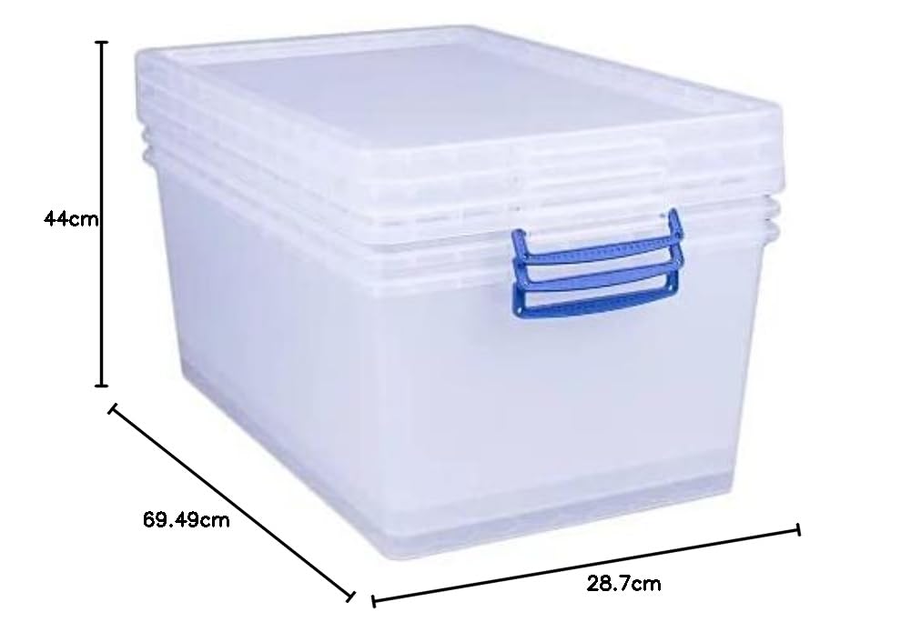 Really Useful Box 3 Stück 62 Liter Nestable box mit Deckel - 695x440x287mm - transparant
