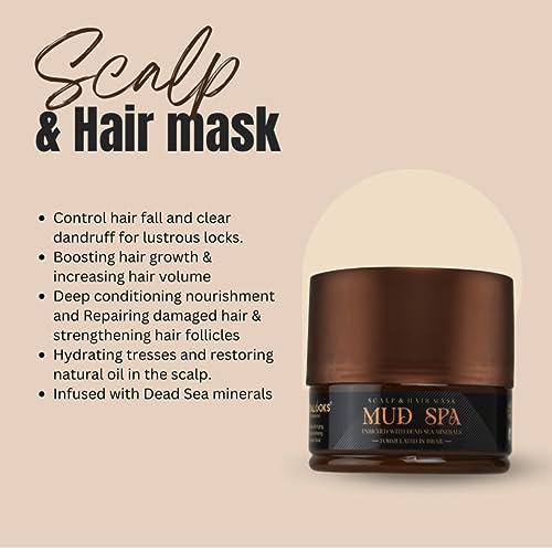 Image of Combo of Mud shampoo and Mud scalp Hair Mask, 500ml each With Free with Argan Oil Hair Serum 50ml With Dead sea minerals | Dead sea mud mask