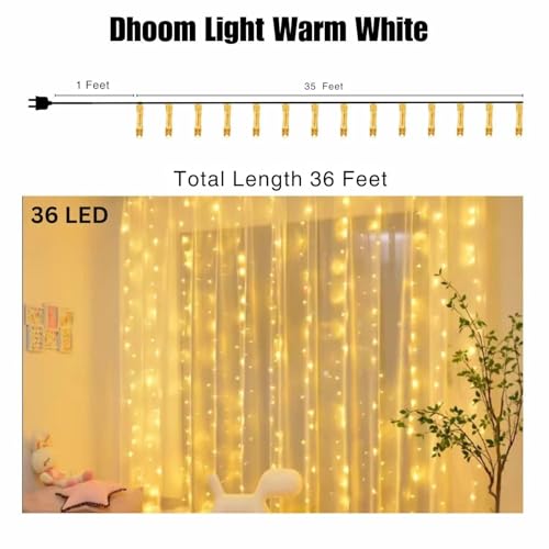 NIYAMAX® 36 Feet LED Fairy String Lights – 36 Bulbs on Waterproof Copper Wire | Decorative Lights for Bedroom, Garden, Wedding, Diwali & Christmas Home Decoration (Warm White)